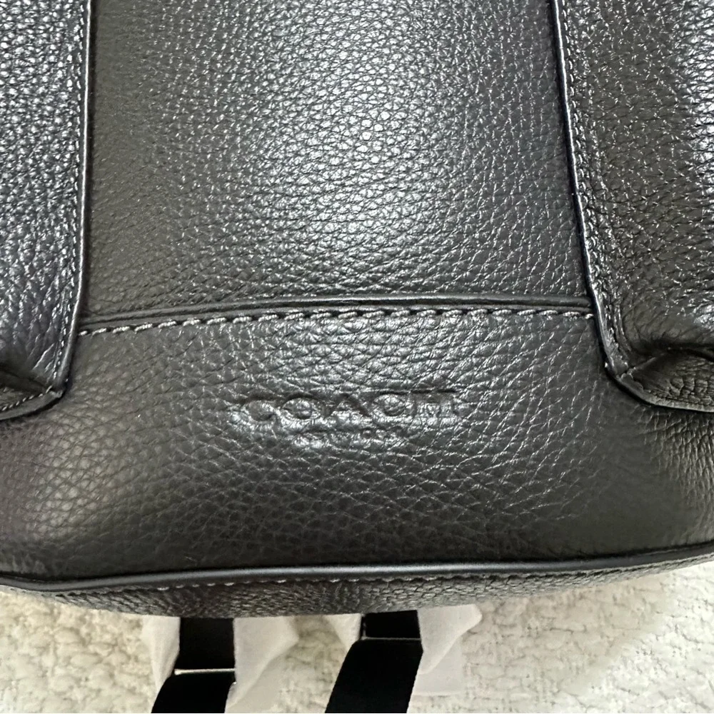 NWT Coach Warner Laptop Black Pebbled Leather Backpack Silver Hardware CW210